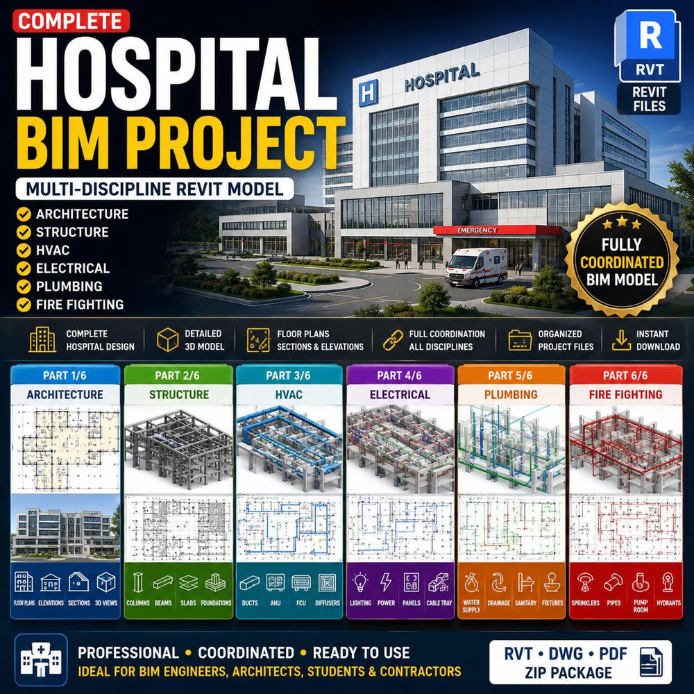 Complete Hospital Revit BIM Project | Architecture + Structure + MEP + Fire Fighting