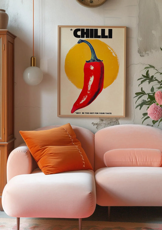 Chilli Pepper Poster: 70s Retro Kitchen Wall Art (Digital Download)